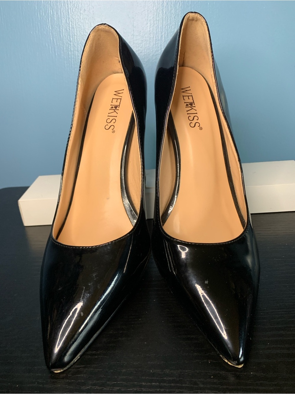 WeeKiss Black Patent Pointed-Toe Classic Pumps